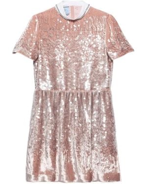 Prada Vestido Corto De Terciopelo Y Lentejuelas - Rosa