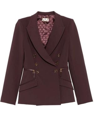 Elisabetta Franchi Jack Met Dubbele Rij Knopen En Rits - Paars