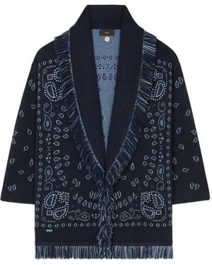 Alanui Cappotto Con Stampa Paisley E Frange - Blu