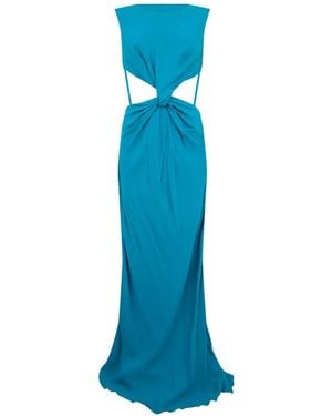 Alberta Ferretti Twist-Detail Cut-Out Maxi Dress - Blue