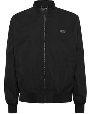 Philipp Plein Logo-Appliqué Bomber Jacket - Black
