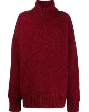 DSquared² Chunky Knit Turtleneck Pullover Jumper With Metallic Detail - Red