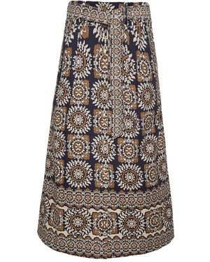 Cara Cara Oslo Floral-print Belted Skirt - ブルー