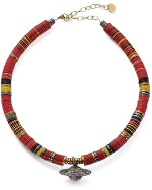 Hijas de Puka Pm Planet Cognac-Diamond Beaded Necklace - White