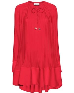 Lanvin Pleated Mini Dress - Red