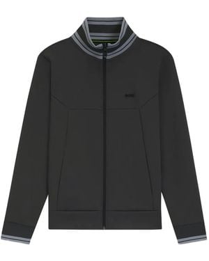 BOSS Paneled Zip-Up Track Jacket - Black