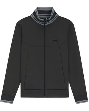 BOSS Panelled Zip-Up Track Jacket - Black