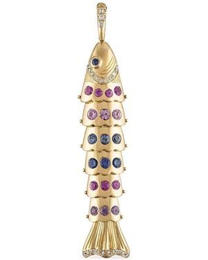 Eden Presley Fish-Motif Sapphire And Diamond Pendant - Metallic