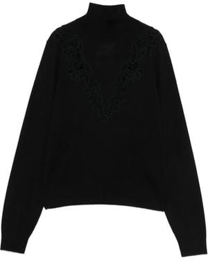 Zimmermann Rollkragenpullover Mit Spitzenbesatz - Schwarz