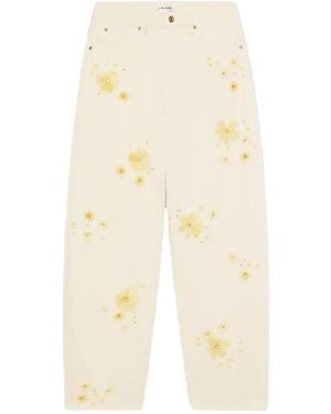 FRAME Floral-Embellished Jeans - Natural