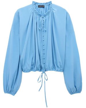 JACOB LEE Ruffled Button-Front Blouse - Blue