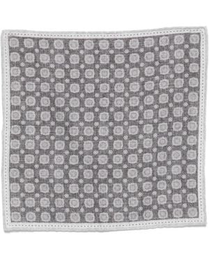 Eleventy Geometric-Pattern Pocket Square - Gray