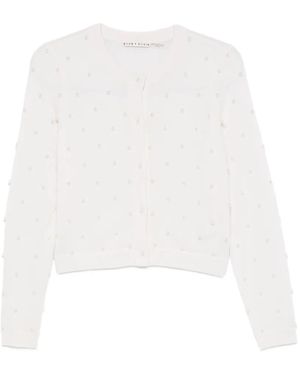 Alice + Olivia Cardigan À Perles Artificielles - Blanc