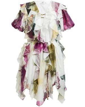 Aje. Robe Courte Voyager À Volants - White