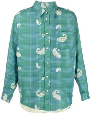 424 Check Print Octopus Shirt - Green