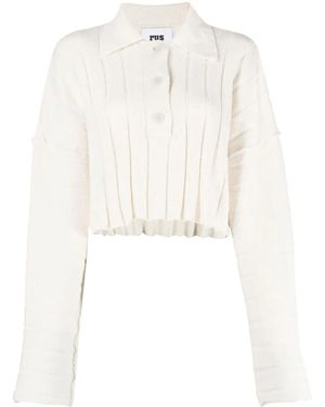 Rus Gestricktes Cropped-Poloshirt - Weiß