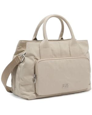 Bimba Y Lola Large Stone Cotton Pocket Handbag - Natural