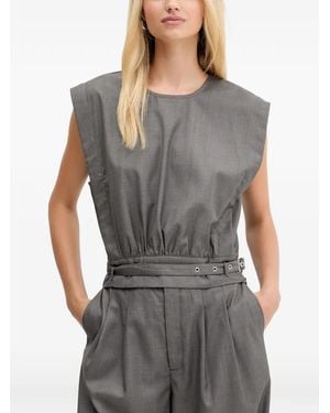 Gestuz Gzeffy Tonal Belt Blouse - Grey