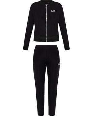 EA7 Logo-Print Tracksuit - Black