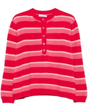 Liska Striped Button-Fastening Jumper - Red