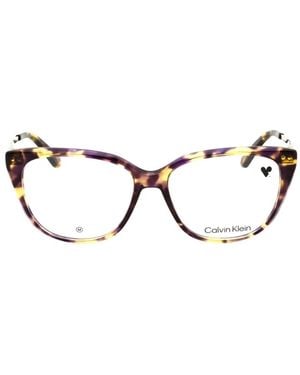 Calvin Klein Tortoiseshell-Effect Cat-Eye Glasses - Brown