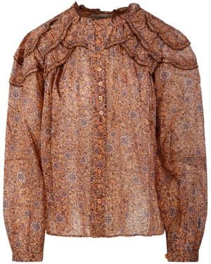 Isabel Marant Ruffled Paisley-Print Blouse - Brown