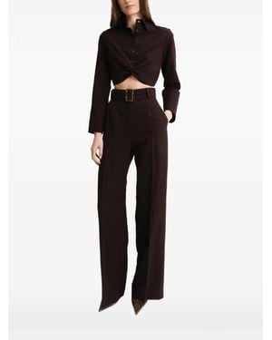 Matthew Bruch Twist-Detail Cropped Blouse - Black