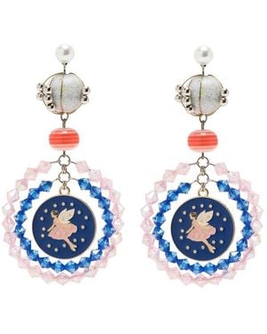 Amir Slama Ballerina-Motif Statement Drop Earrings - Blue