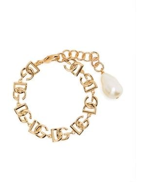 Dolce & Gabbana Bracciale Con Placca Logo - Metallizzato
