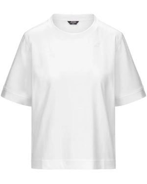 K-Way Selune Logo-Patch Boxy-Cut T-Shirt - White