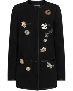 Dolce & Gabbana Embellished Button-Front Jacket - Black