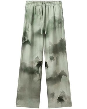 Stella McCartney Horse-Print Palazzo Trousers - Green