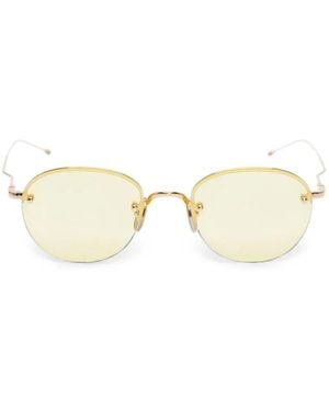 Thom Browne Semi-Rimless Oval-Frame Sunglasses - Natural