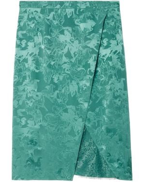 Zadig & Voltaire Julen Horse-Jacquard Lace-Insert Midi Skirt - Green