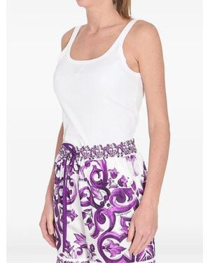 Dolce & Gabbana Logo-embroidered tank top - Blanco