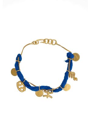 Jil Sander Bracelet En Soie À Pendentif Zodiaque - Blue