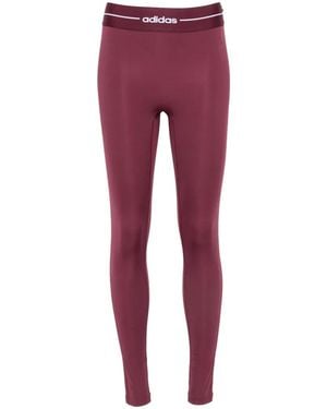 adidas Logo-Waistband Leggings - Red