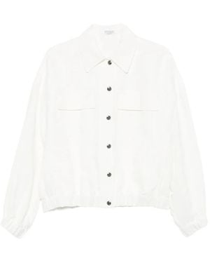 Brunello Cucinelli Button-Up Bomber Jacket - White