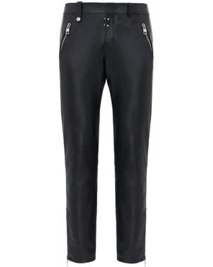 McQueen Leather Biker Trousers - Blue