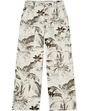 Palm Angels Jungle Wide-Leg Cargo Trousers - White