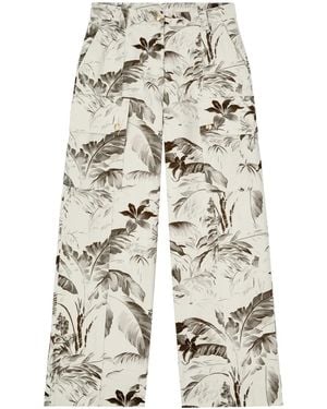 Palm Angels Jungle Wide-Leg Cargo Trousers - White
