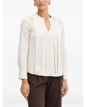 MARCIANO BY GUESS Keyhole Pleated Blouse - White