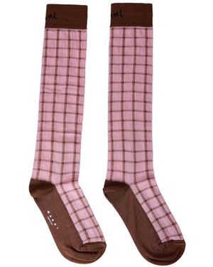 Marni Logo-Jacquard Checked Socks - Red