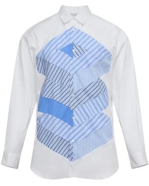 Comme des Garçons Patchwork Striped Shirt - Blue
