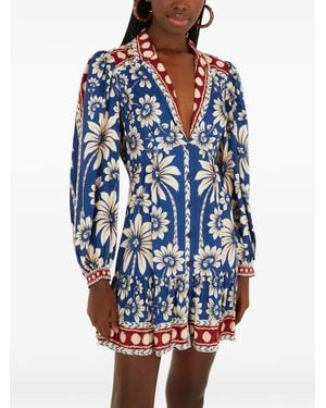 FARM Rio Luna Long Sleeve Mini Dress - Blue