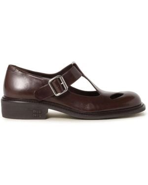 Miu Miu Chaussures En Cuir À Bride Salomé 30 Mm - Marron