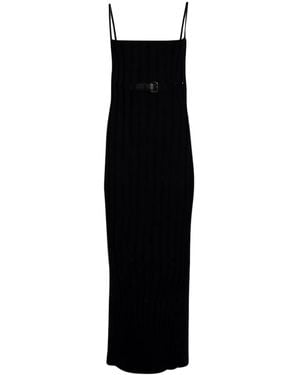 Alexander Wang Belted Ribbed-Knit Dress - Black
