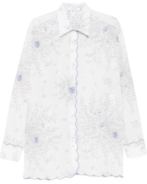 JULIE KEGELS Floral-Print Scalloped-Edge Shirt - White