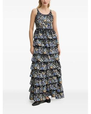 Munthe Floral-Pattern Tiered Maxi Dress - Black
