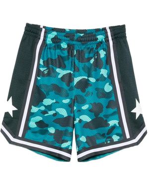 A Bathing Ape Abc Camo Sta Shorts - Blue